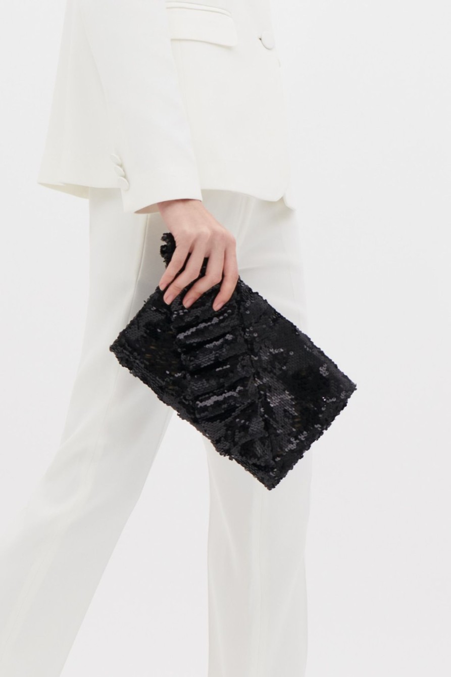 Accessori Chiara Boni | Clutch Nera Con Volant