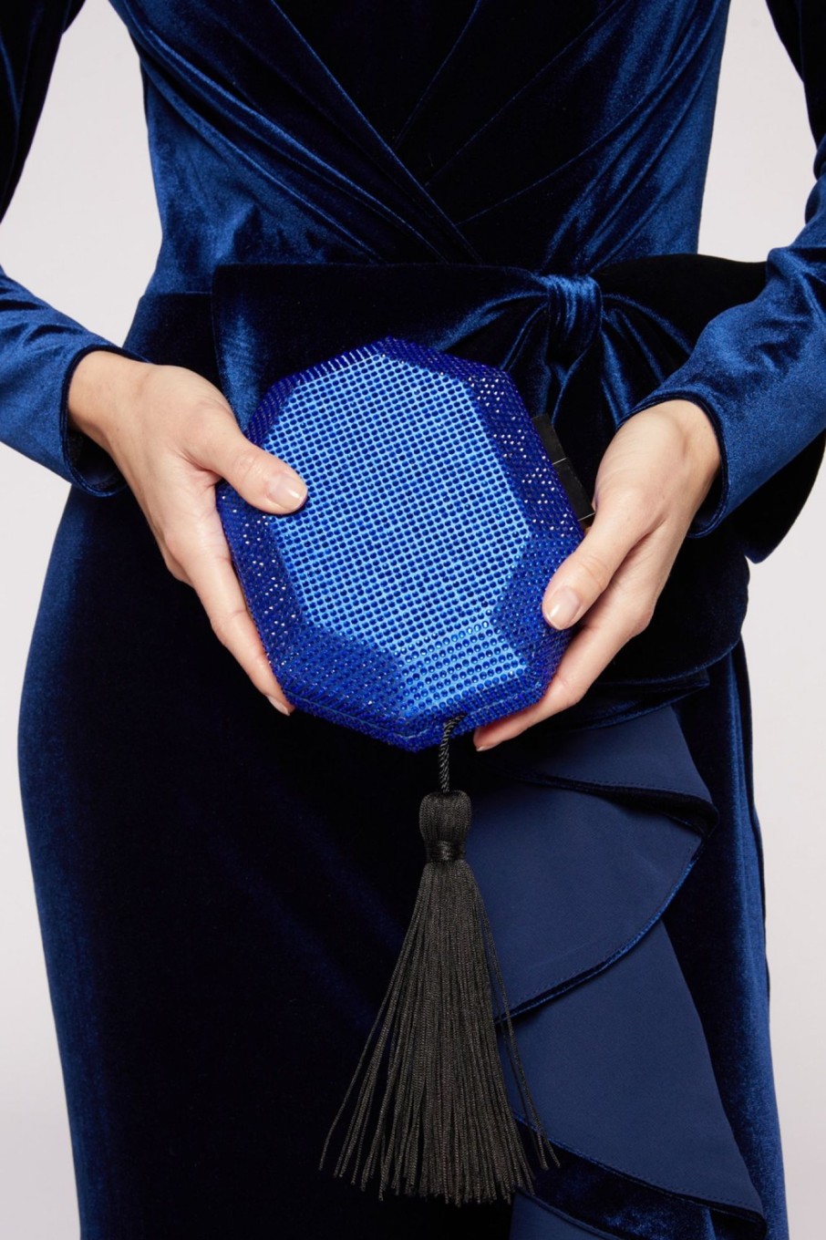 Accessori Anna Cecere | Clutch Blu Elettrico Con Nappina