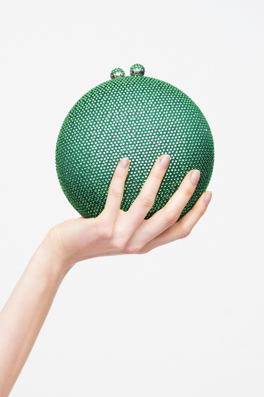 Accessori Anna Cecere | Clutch Tonda Verde Con Pietre