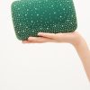 Accessori Anna Cecere | Clutch Verde In Raso E Strass