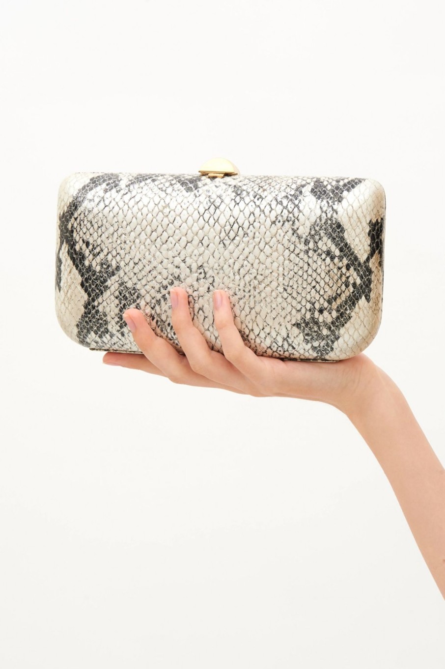 Accessori Rodo | Clutch Pitonata Con Bottone Dorato