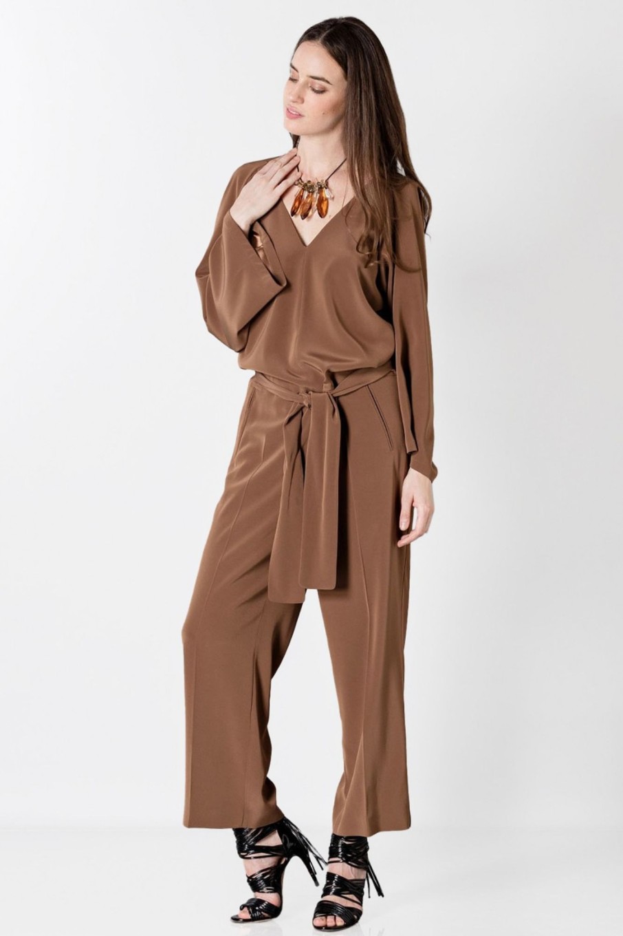 Abbigliamento Albino | Jumpsuit Manica Lunga-Marrone