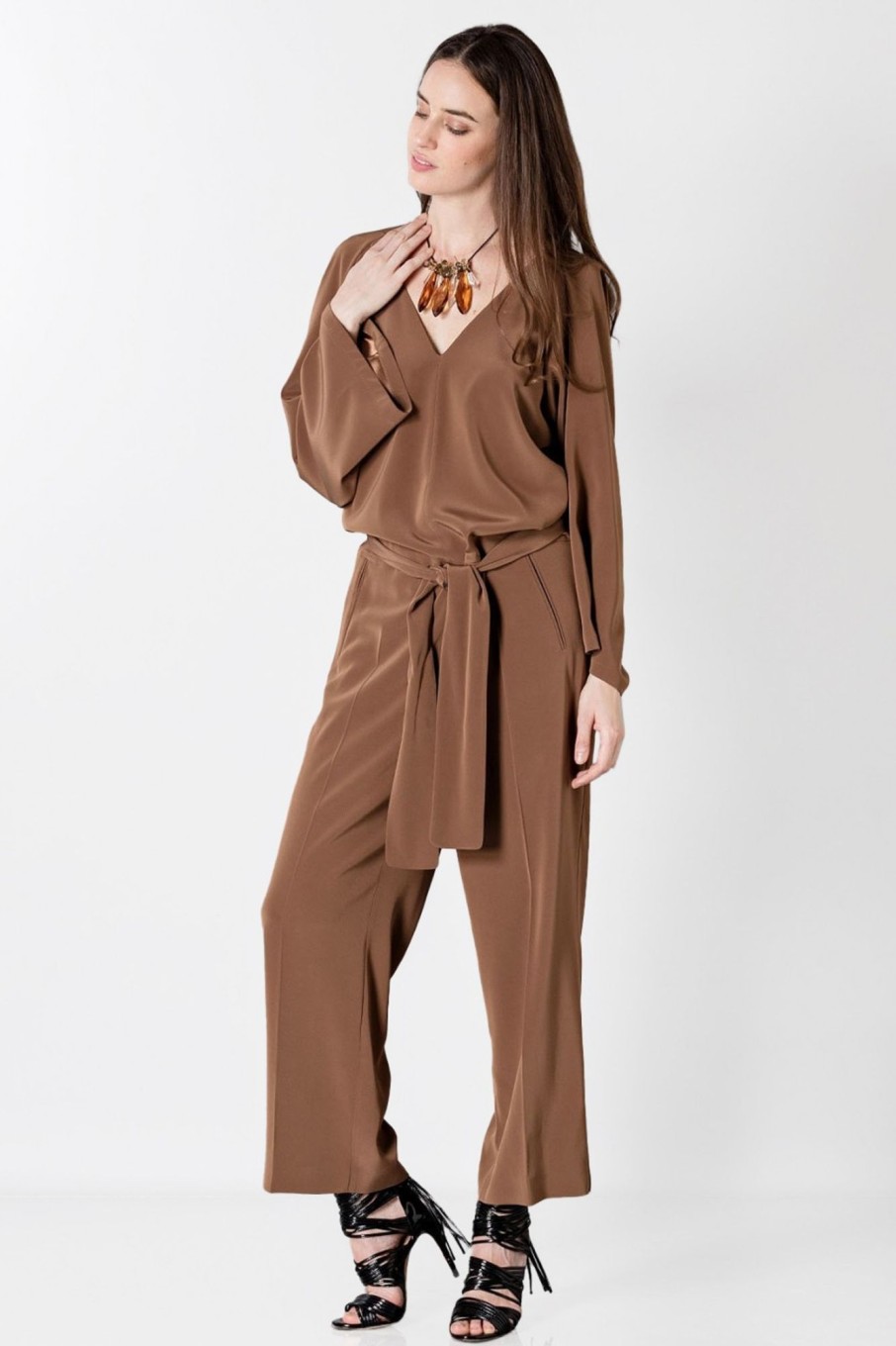 Abbigliamento Albino | Jumpsuit Manica Lunga-Marrone