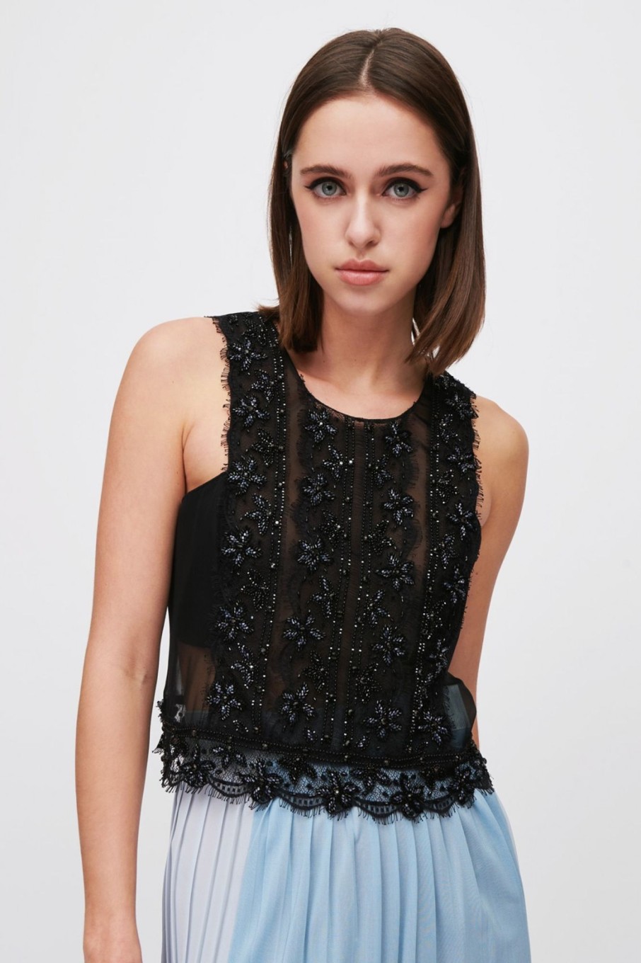 Abbigliamento Alberta Ferretti | Top Con Paillettes E Trasparenze