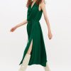 Abbigliamento Halston | Abito Verde Con Spacco